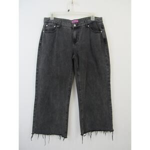 Edikted XL Black Washed Jeans Low Rise Loose Fit Wide Leg Jeans Raw Hems